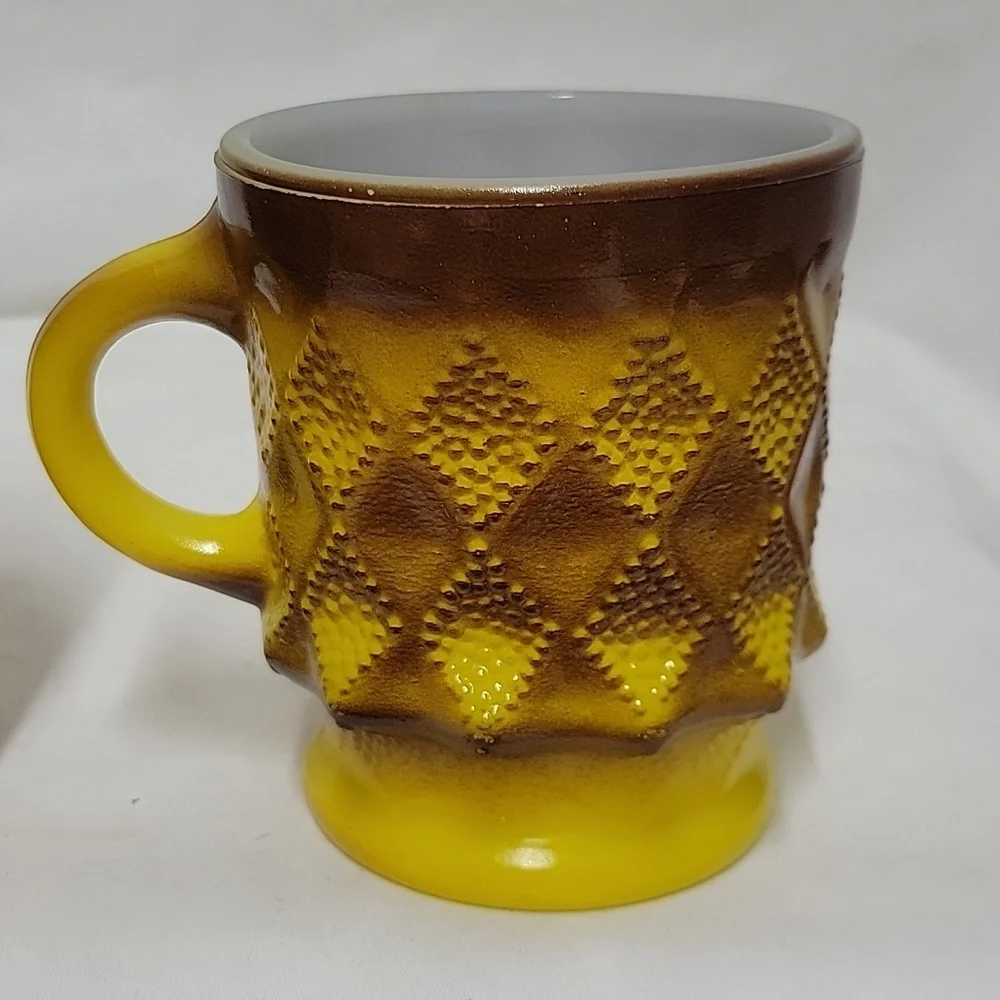 Vintage Anchor Hocking Fire King Kimberly Brown and Gold Mugs, set of 2 - Picture 7 of 7